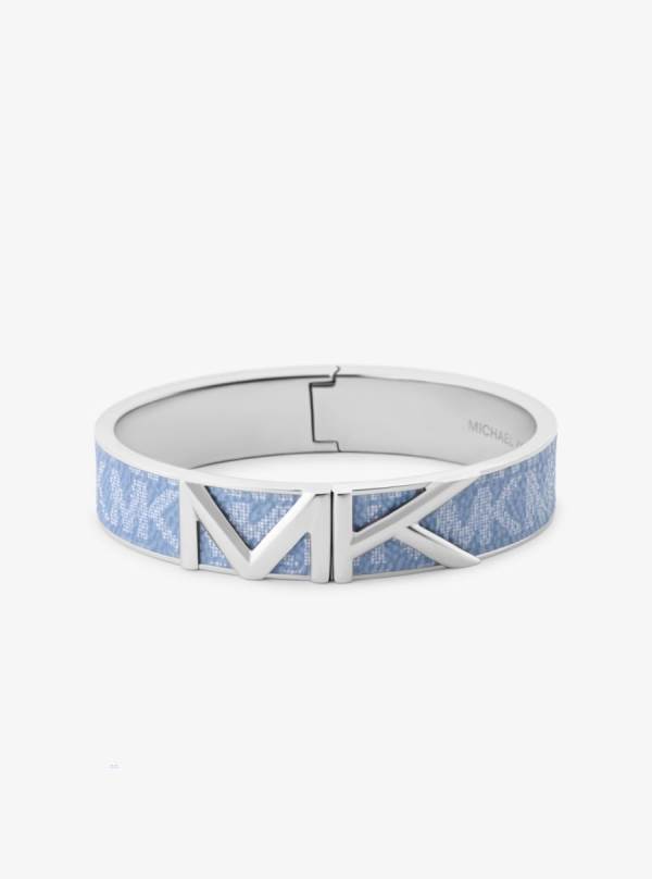 Damske Naramky Michael Kors Mott Silver-Tone Logo Bangle Modre - Šperky Michael Kors Outlet | SYHJM-2708